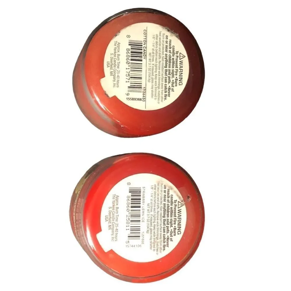 Yankee Candles Strawberry Lemonade And Cotton Candy 3.7 Oz Each